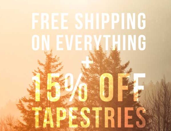 Free shipping + 15% off tapestries