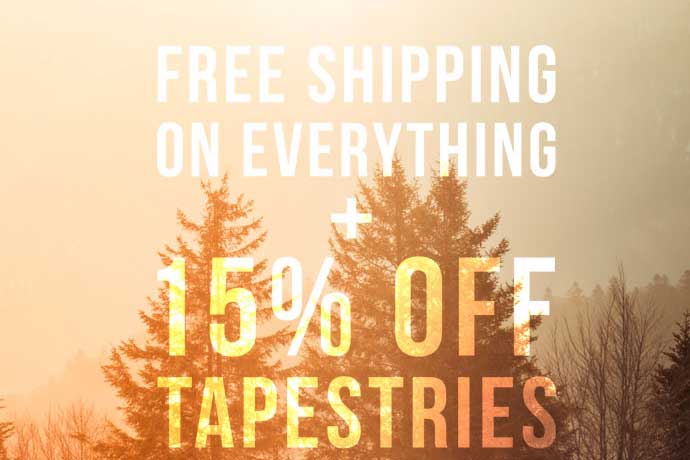 Free shipping + 15% off tapestries