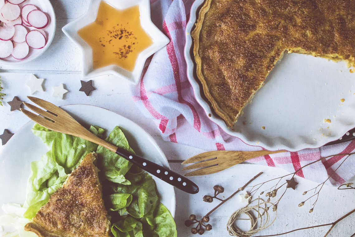 Vegan Quiche Lorraine - perfect for holiday parties!