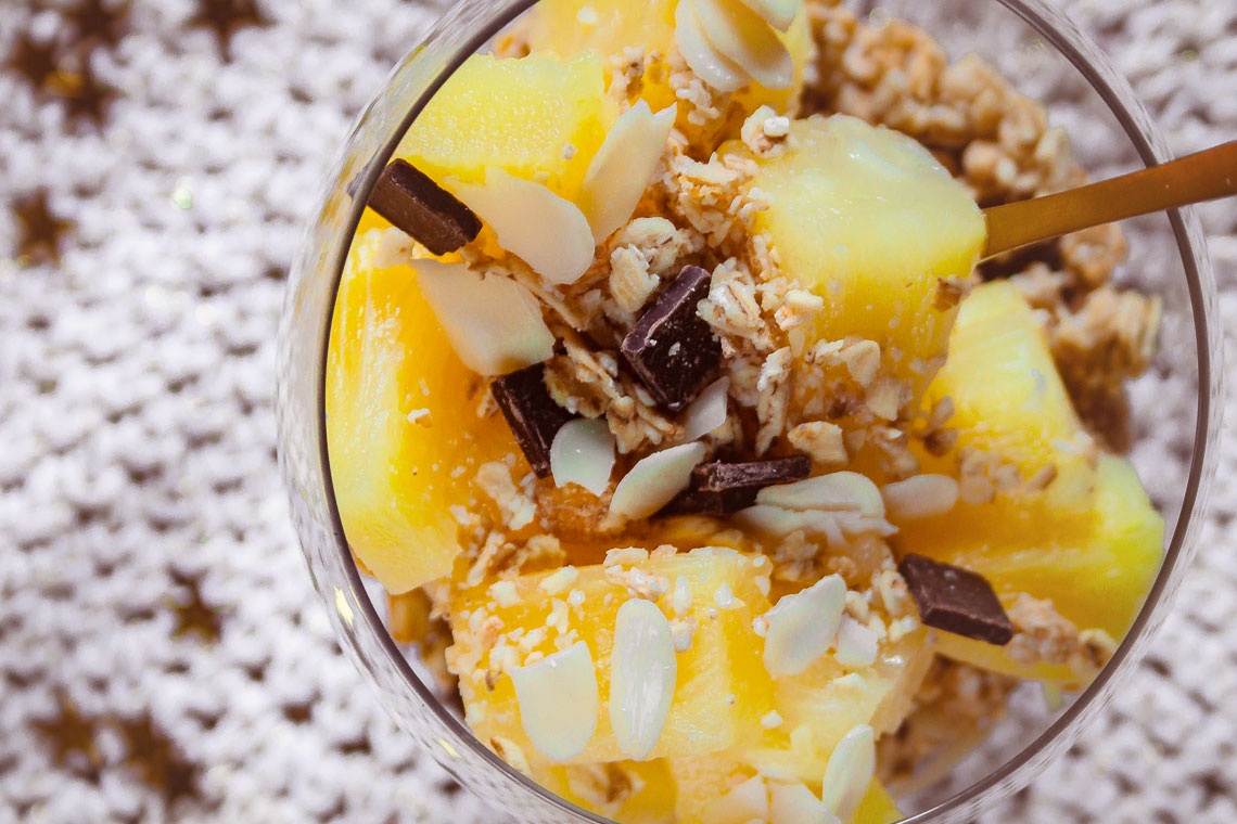 3-ingredient Pineapple and Granola verrine