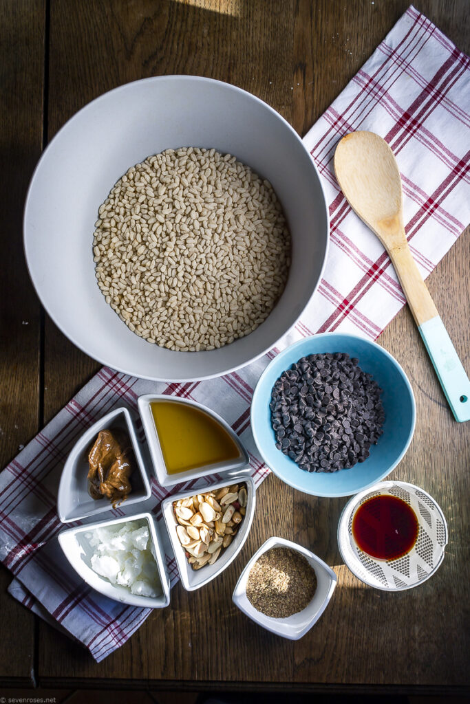 Chocolate Peanut Butter rice bars ingredients